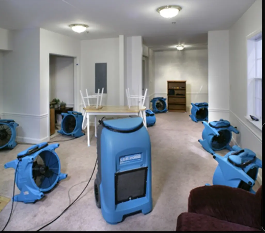 Air movers and dehumidifier setup for Water Damage Restoration in Cottonwood