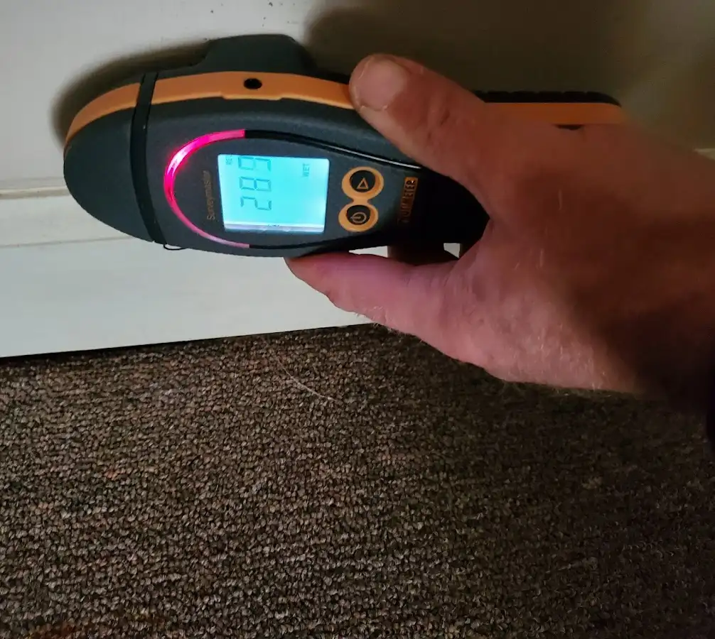 Moisture detection at baseboard during Burst Pipe Cleanup in Cottonwood